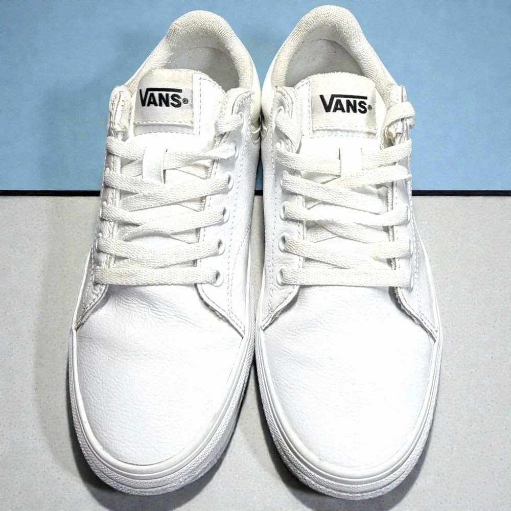 Vans Selden True White Leather Low Top Sneakers Mens 8 Womens 9.5‎ Classic Skate